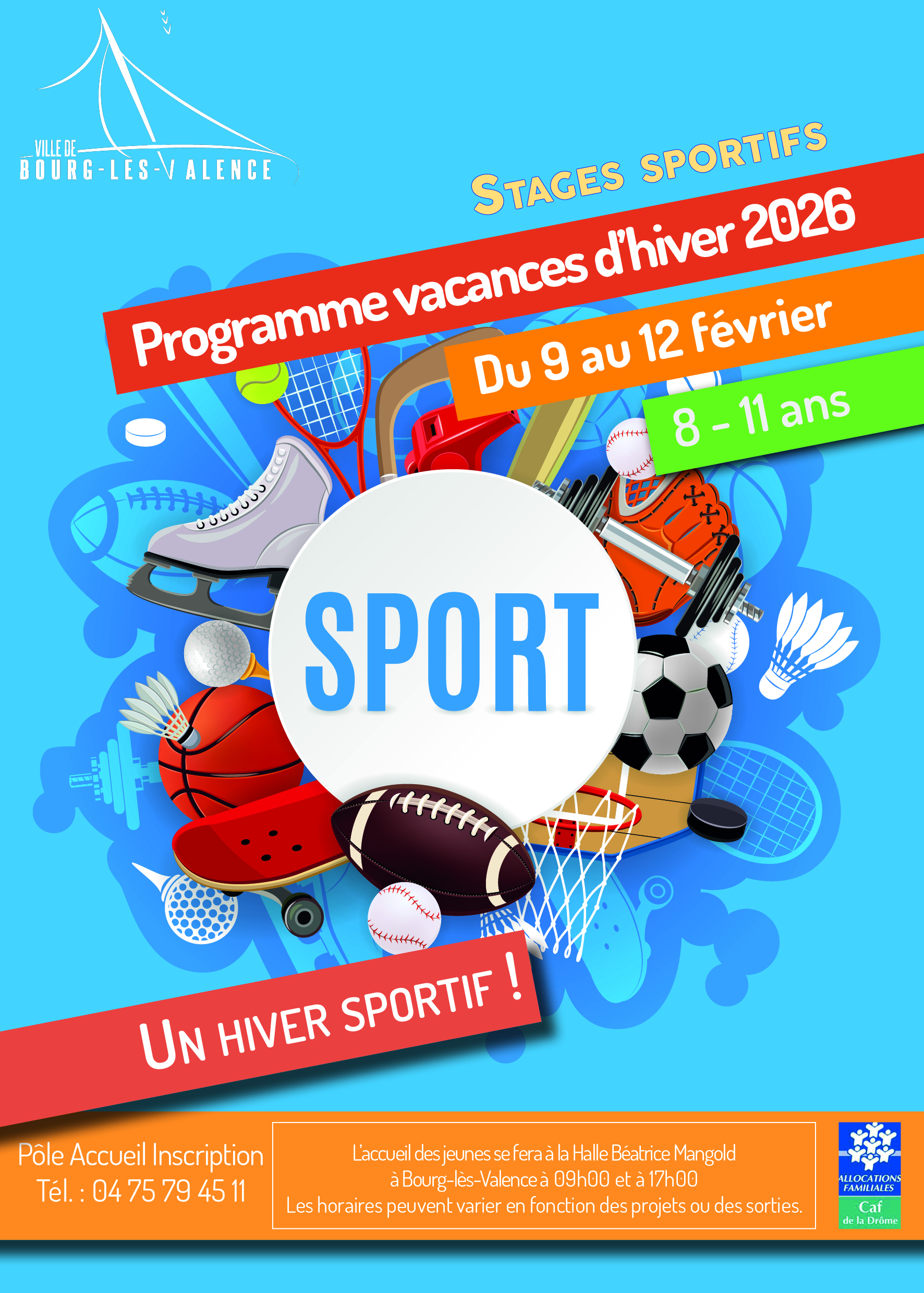 Inscription stages sportifs vacances d’hiver 2026