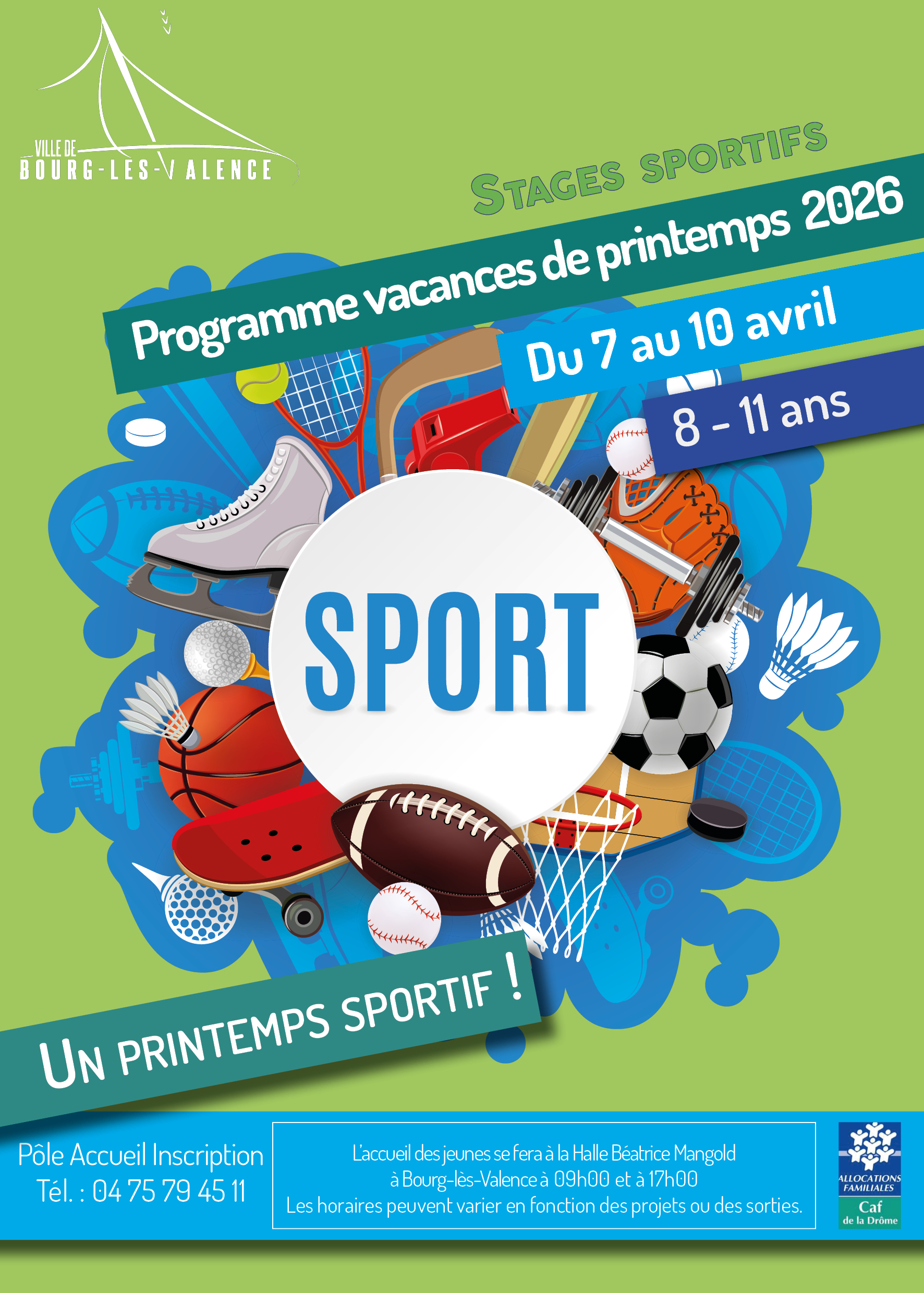 Inscription stages sportifs vacances de printemps 2026