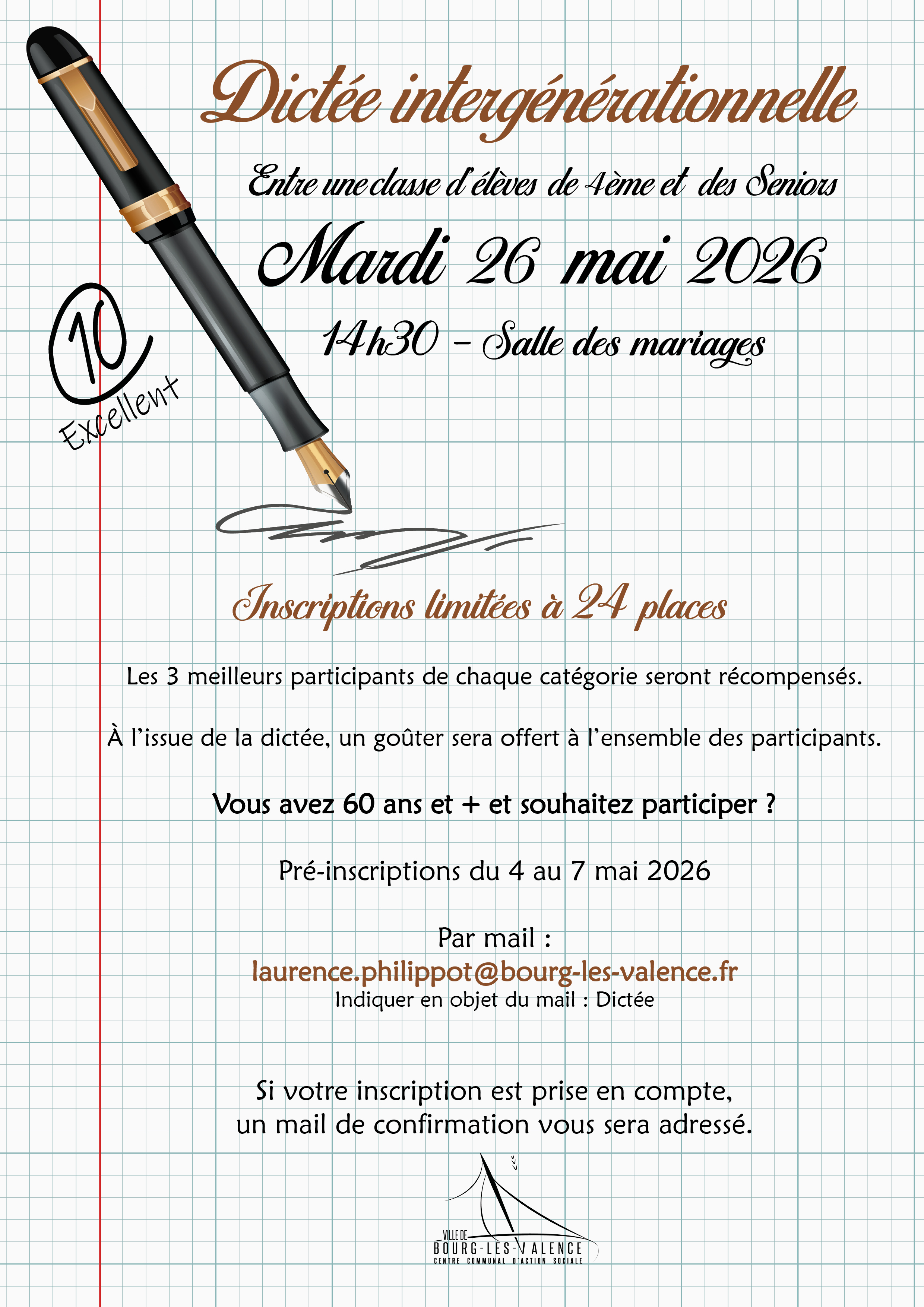 Une dictée intergénérationnelle à Bourg-lès-Valence